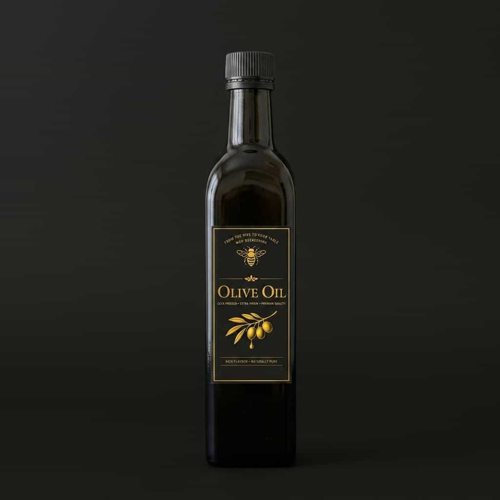 500ml glass bottle of MDP Beekeeping extra-virgin olive oil