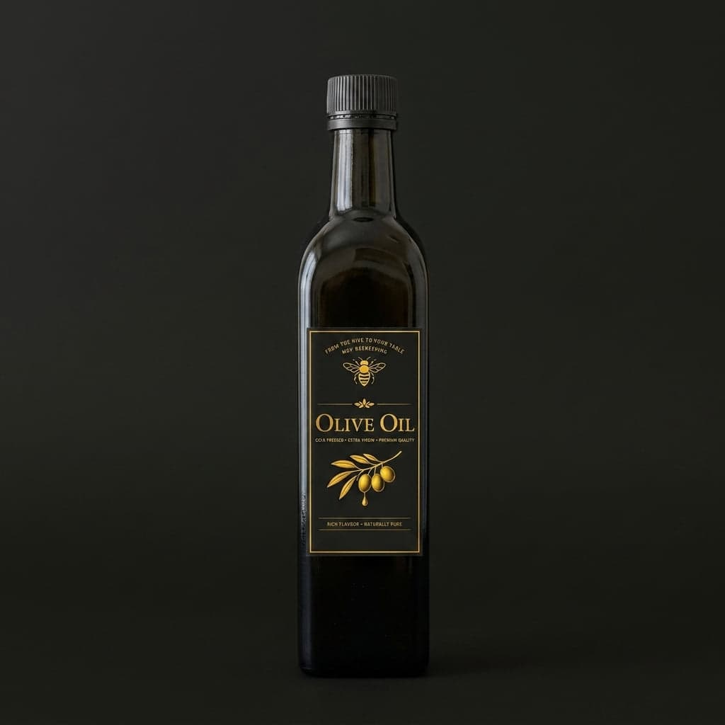 500ml glass bottle of MDP Beekeeping extra-virgin olive oil